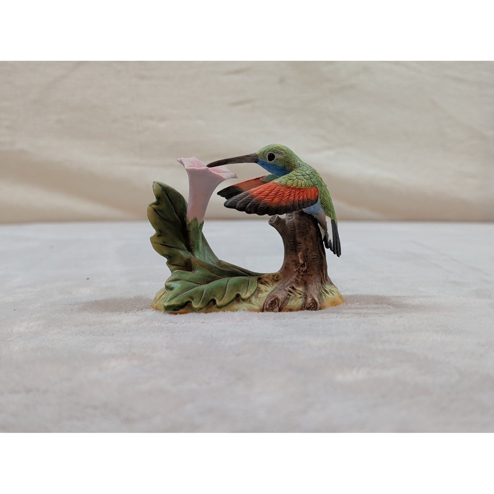 Bronson Collectibles 1996 Stripe-Tailed Hummingbird with Datura Figurine Vintage